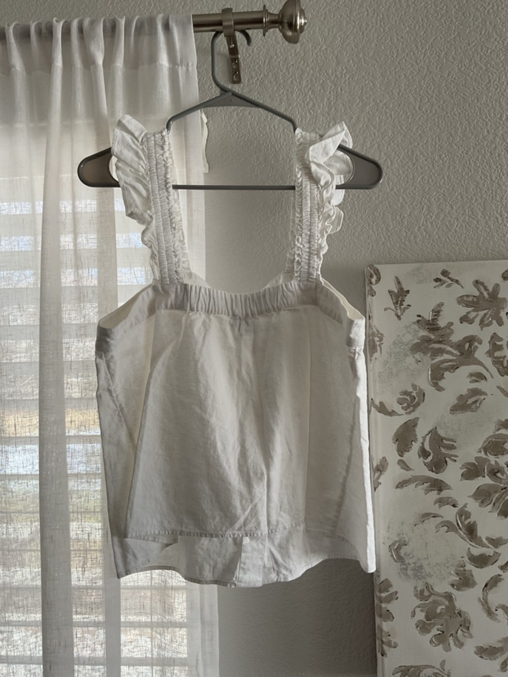 J. Crew White Ruffle-Strap Button Crop Top - Picture 3 of 7